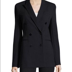 Theory Pinstripe Knit Power Jacket Double Breasted
